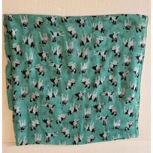 Women's Dog Boston Terrier Scarf Wrap Rectangular Green Polyester 74“x36”READ
